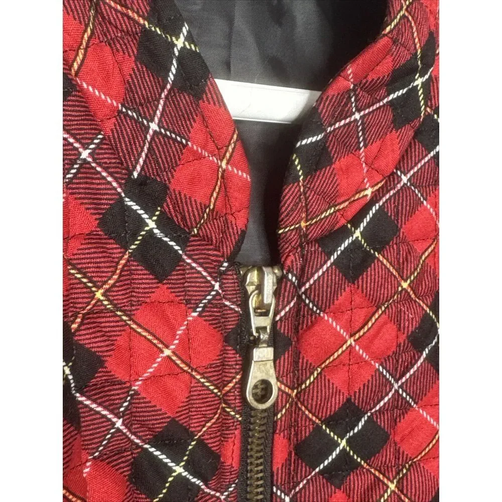Vintage HOWARD WOLF DALLAS Red‎ Black Plaid Quilted Vest & Midi Skirt Set 12